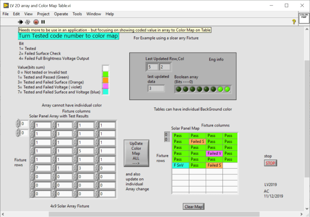 LV 2D to Table for Color Map- showing ArrayR5C2