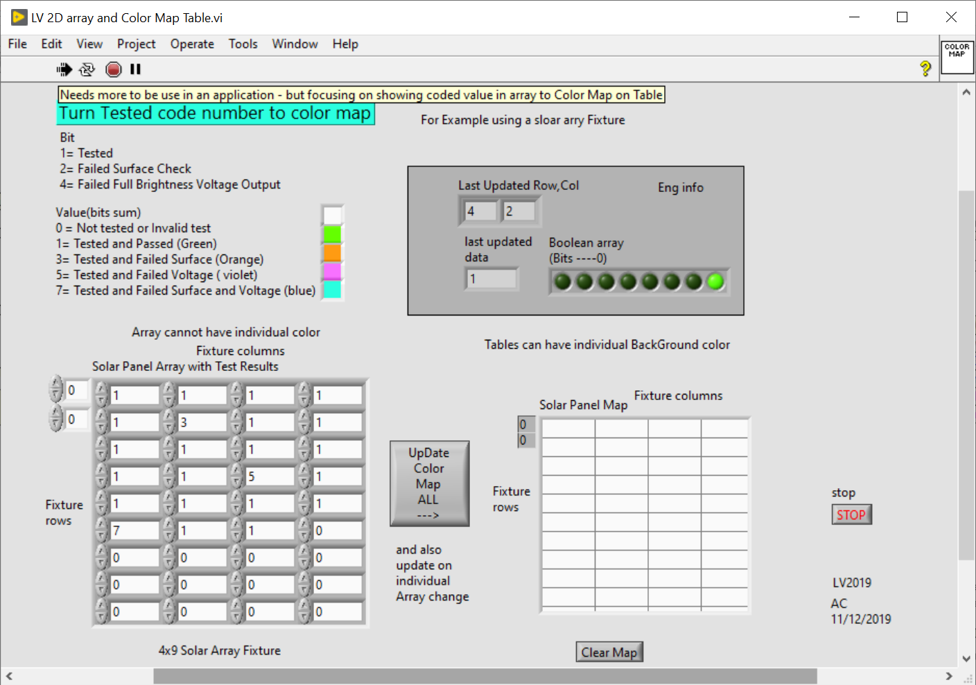 LV 2D Array to Table as Color Map | Test Engineers Resource