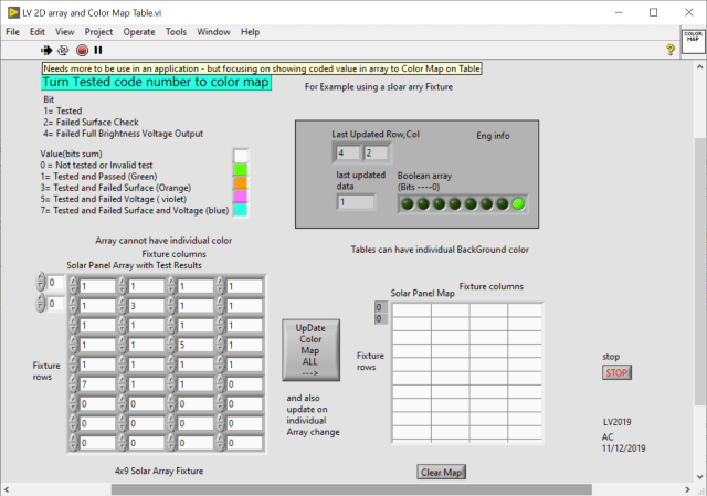 LV 2D to Table for Color Map- showing result of Clear All
