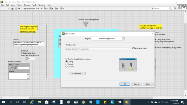 Set Windows Appearance to Dialog