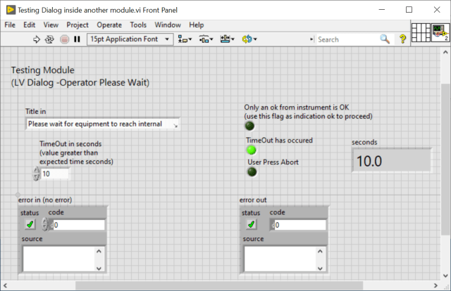 Testing of LV Dialog
