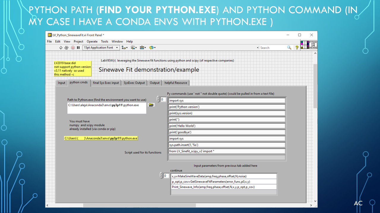 LabVIEW(r) , Python(r) Sinewave Fit | Test Engineers Resource